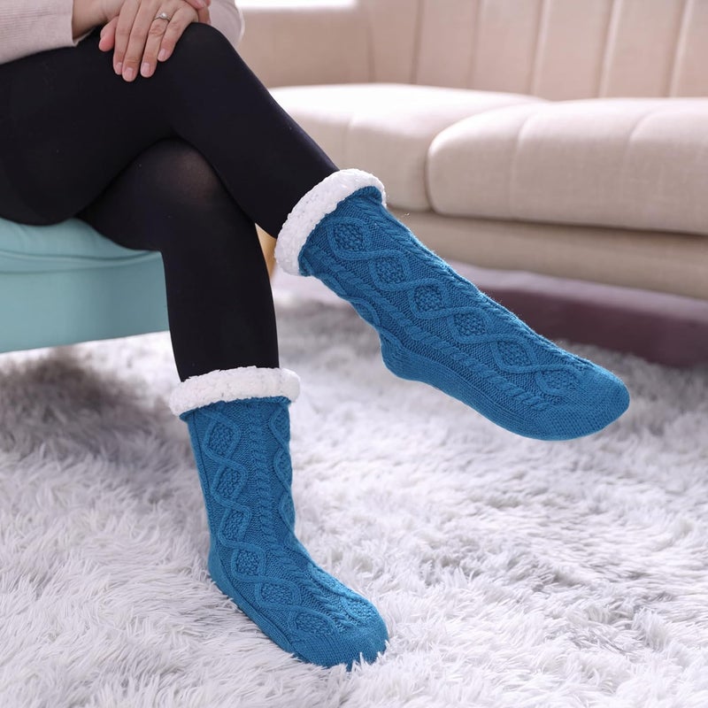 LINEMIN Womens Slipper Socks Winter Warm Fleece Lined Socks Cozy Soft Thick Fuzzy Non Slip Indoor Christmas Socks - Image 5
